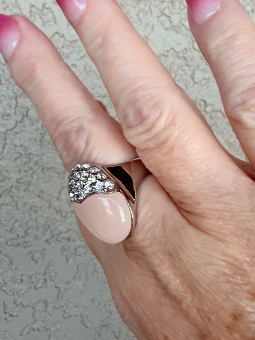 Camille Lucie Silver Pink Lucite CZ Ring